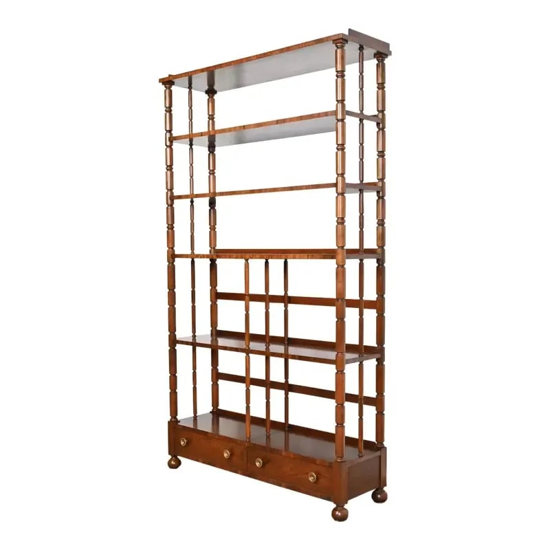 Baker Furniture English Regency Carved Rosewood Étagère, Bookcase, or Wall Unit (1 of 12)