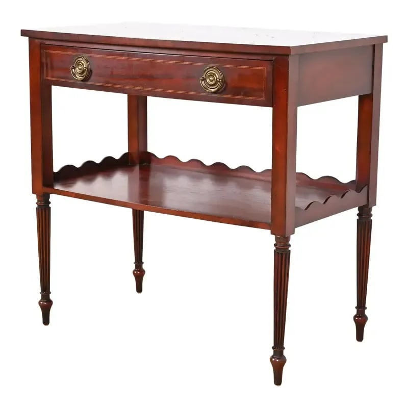 Baker Furniture French Regency Louis XVI Inlaid Mahogany Two-Tier Buffet Server or Tea Table (1 of 12)