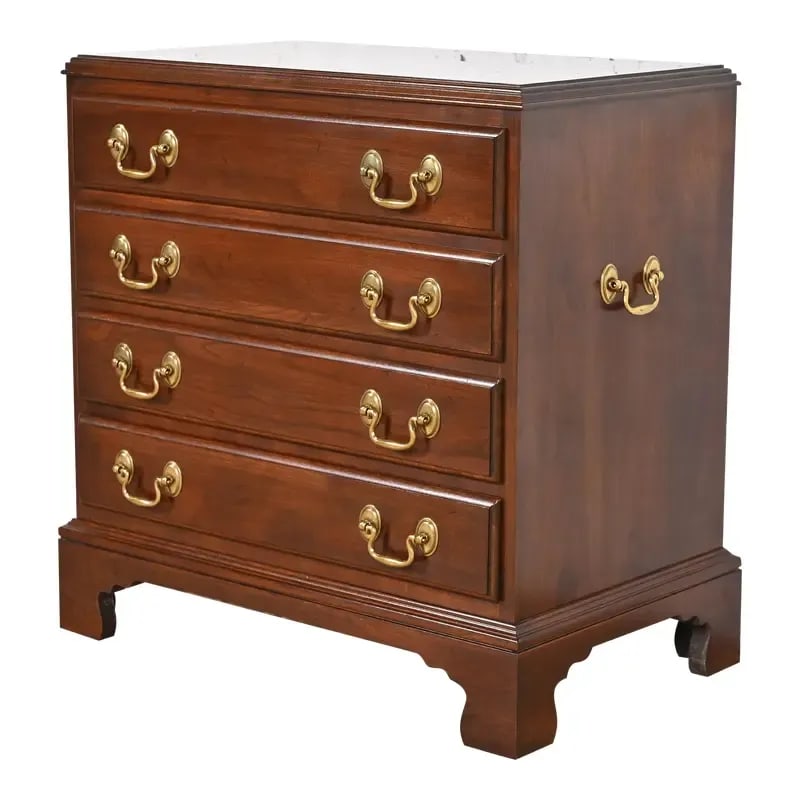 Ethan Allen Georgian Solid Cherry Wood Four-Drawer Bedside Chest (1 of 12)