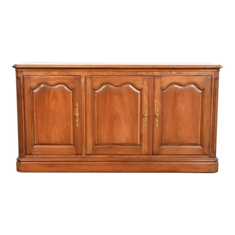 Kindel Furniture French Provincial Louis XV Cherry Wood Sideboard or Bar Cabinet, Circa 1960s (1 of 12)