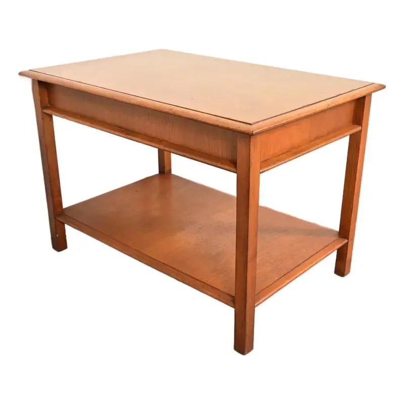 T. H. Robsjohn-Gibbings for Widdicomb Walnut Two-Tier Nightstand or Side Table, 1950s (1 of 13)