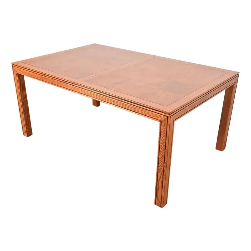 Henredon Mid-Century Modern Burl Wood Parsons Dining Table, Newly Refinished (1 of 12)