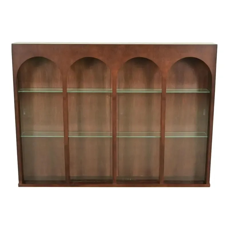 T. H. Robsjohn Gibbings for Widdicomb Sculpted Walnut Colosseum Bookcase or Display Cabinet (1 of 10)