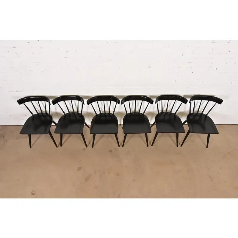 Paul McCobb Planner Group Mid-Century Modern Spindle Back Dining Chairs, Set of Six - 6