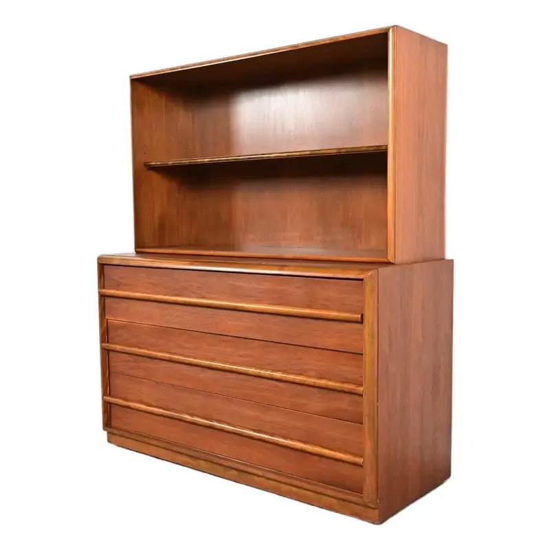 Robsjohn-Gibbings for Widdicomb Mid-Century Modern Sculpted Walnut Chest of Drawers (1 of 14)