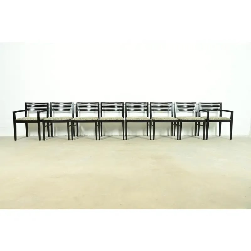 Knoll Postmodern Black Lacquered Ricchio Dining Chairs, Set of Eight - 2