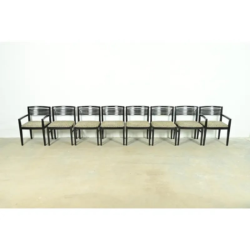 Knoll Postmodern Black Lacquered Ricchio Dining Chairs, Set of Eight - 3