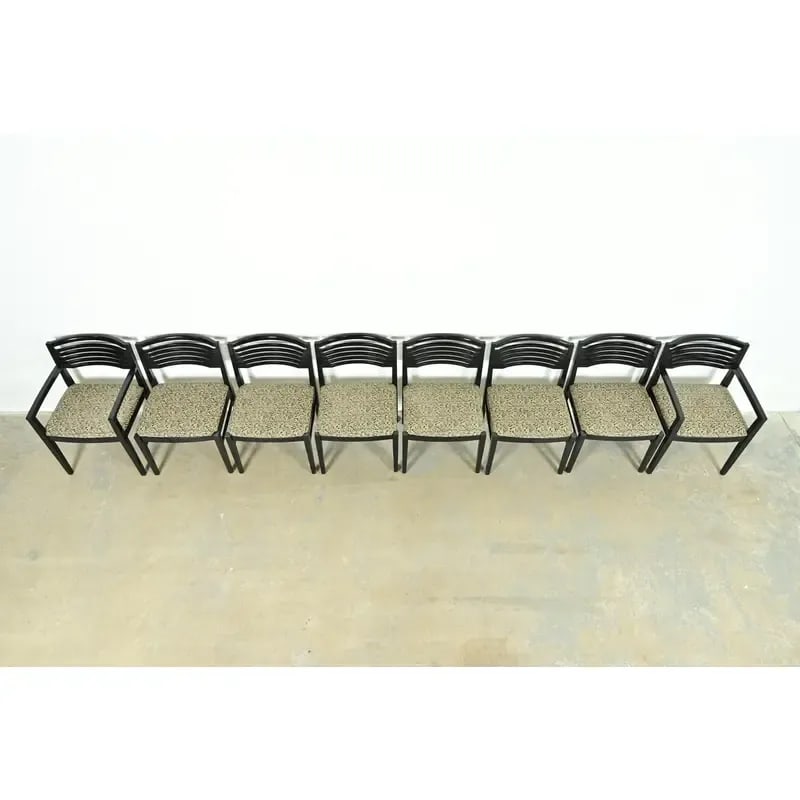 Knoll Postmodern Black Lacquered Ricchio Dining Chairs, Set of Eight - 5
