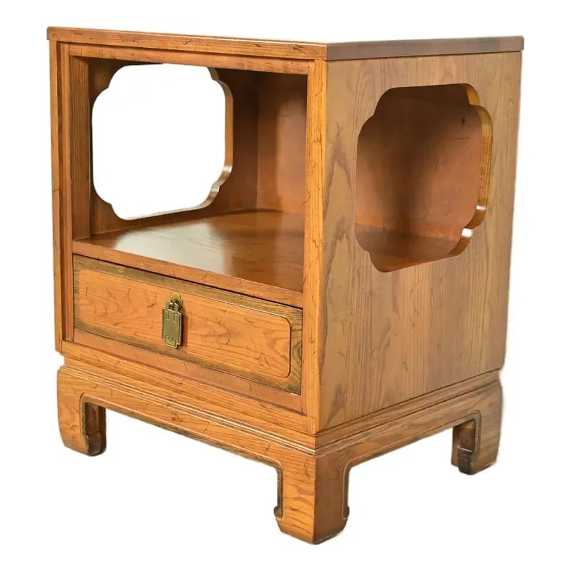 Davis Cabinet Co. Mid-Century Hollywood Regency Chinoiserie Teak Nightstand, Circa 1960s (1 of 15)