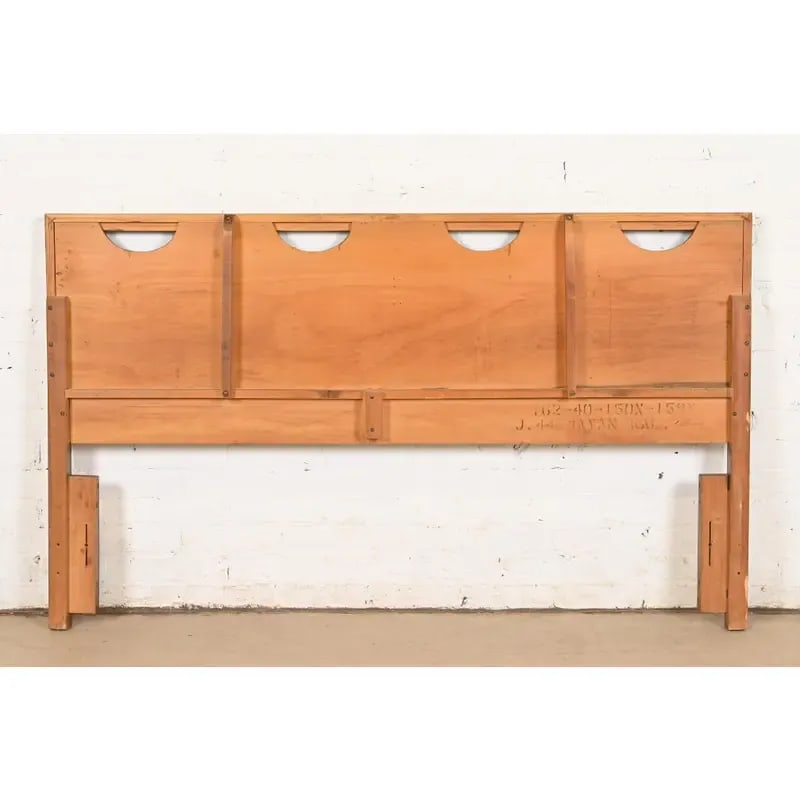 Mayan Collection Mid-Century Modern Sculpted Walnut Queen Size Headboard, 1960s - 6