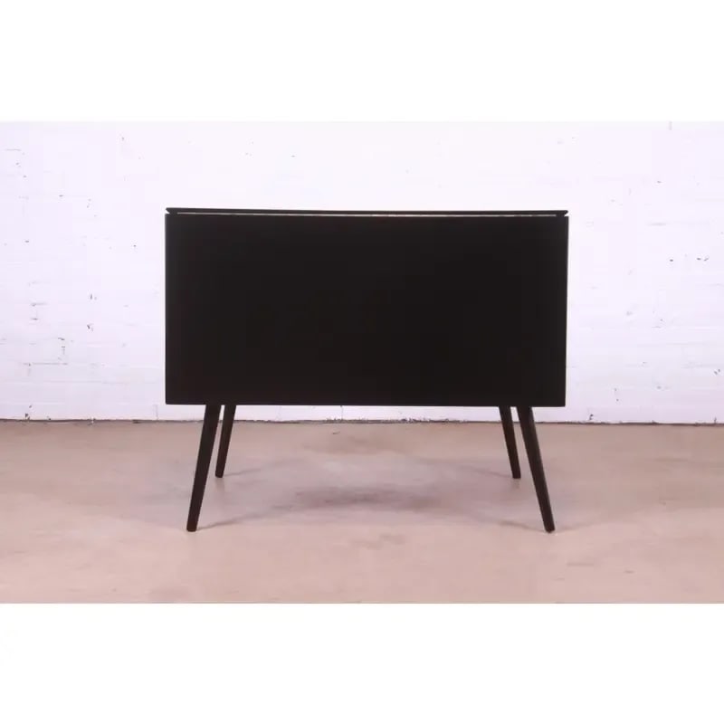 Paul McCobb Planner Group Black Lacquered Solid Maple Drop Leaf Dining Table, Newly Refinished - 11