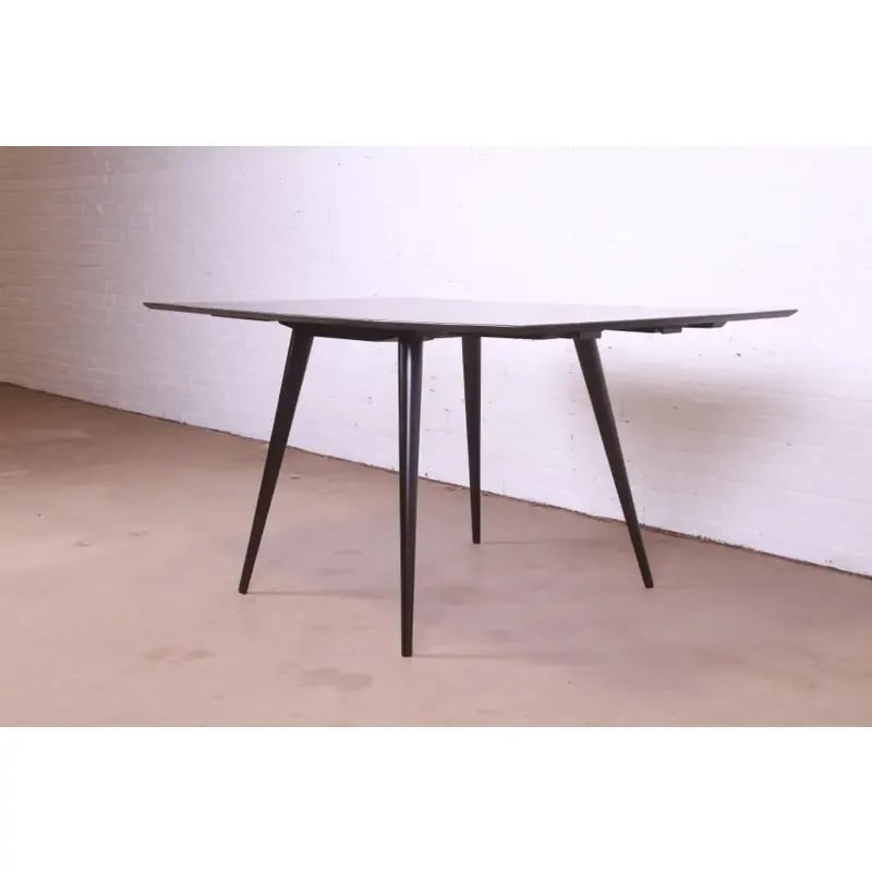Paul McCobb Planner Group Black Lacquered Solid Maple Drop Leaf Dining Table, Newly Refinished - 2