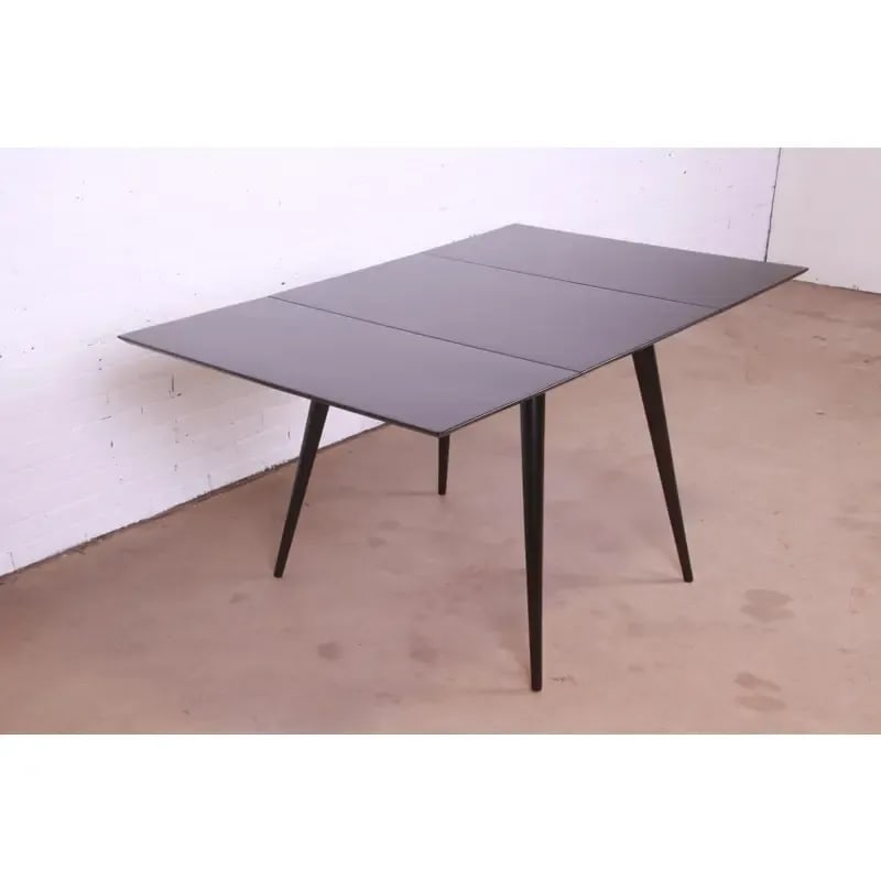 Paul McCobb Planner Group Black Lacquered Solid Maple Drop Leaf Dining Table, Newly Refinished - 3