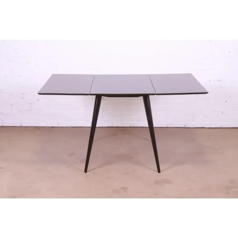 Paul McCobb Planner Group Black Lacquered Solid Maple Drop Leaf Dining Table, Newly Refinished - 4