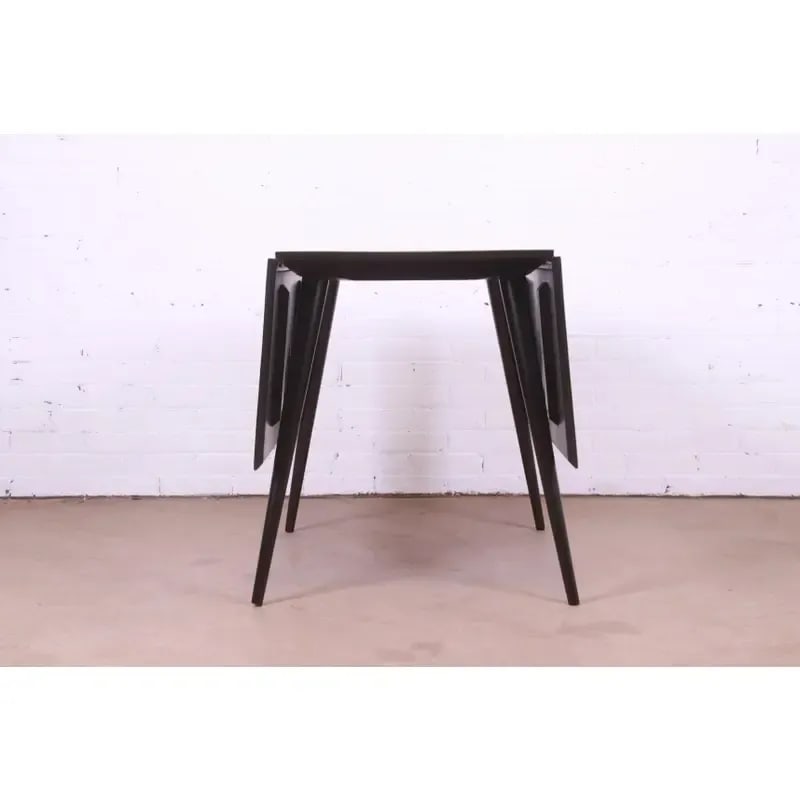 Paul McCobb Planner Group Black Lacquered Solid Maple Drop Leaf Dining Table, Newly Refinished - 8