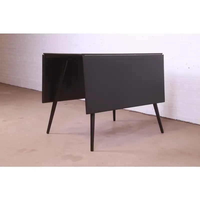 Paul McCobb Planner Group Black Lacquered Solid Maple Drop Leaf Dining Table, Newly Refinished - 9