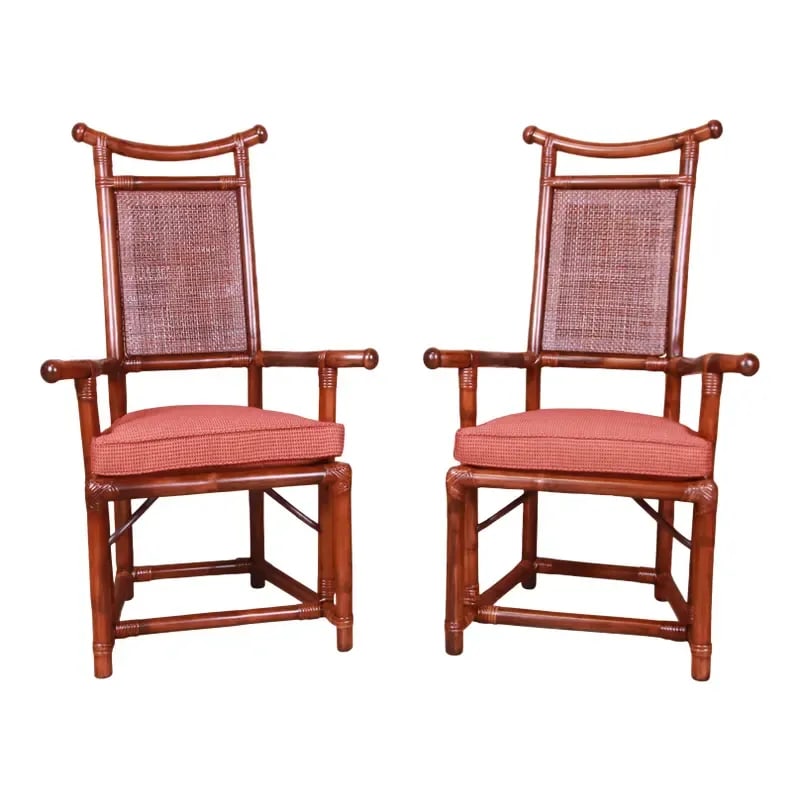 Henry Olko for Willow and Reed Pagoda Collection Sculpted Rattan and Cane Throne Chairs (1 of 13)