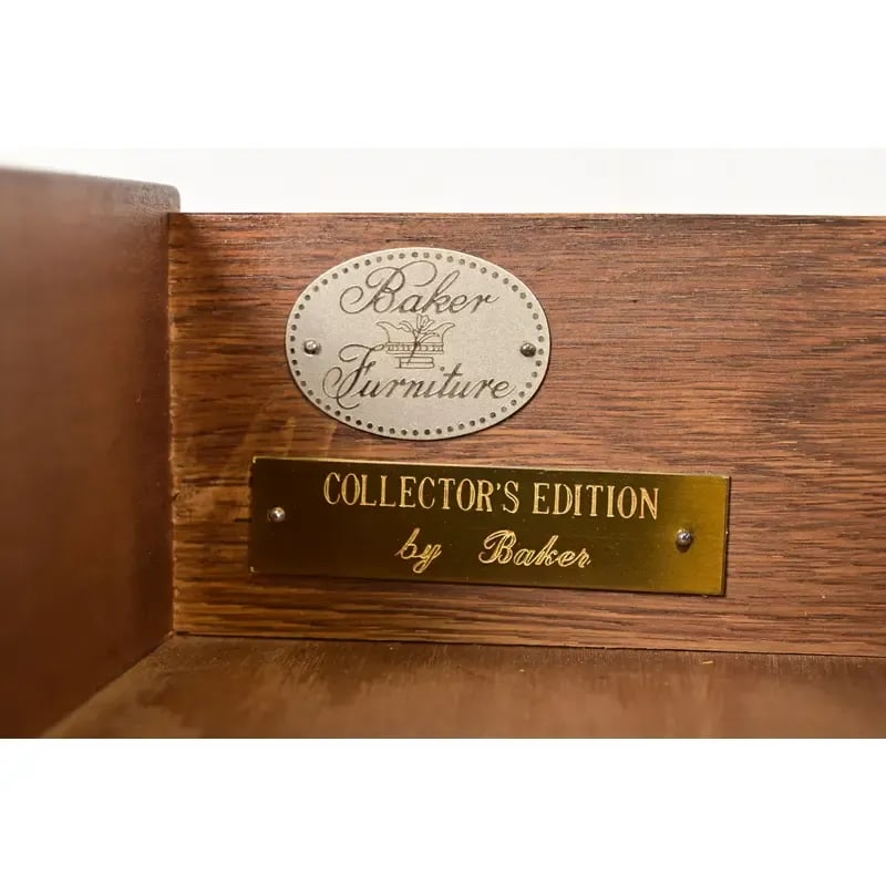 Baker Furniture Mid-Century Hollywood Regency Campaign Satinwood Desk or Executive Credenza - 7