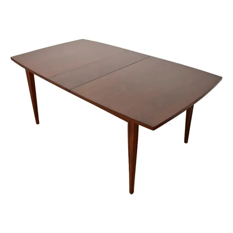 Broyhill Brasilia Mid-Century Modern Walnut Boat-Shaped Extension Dining Table, Newly Refinished (1 of 13)