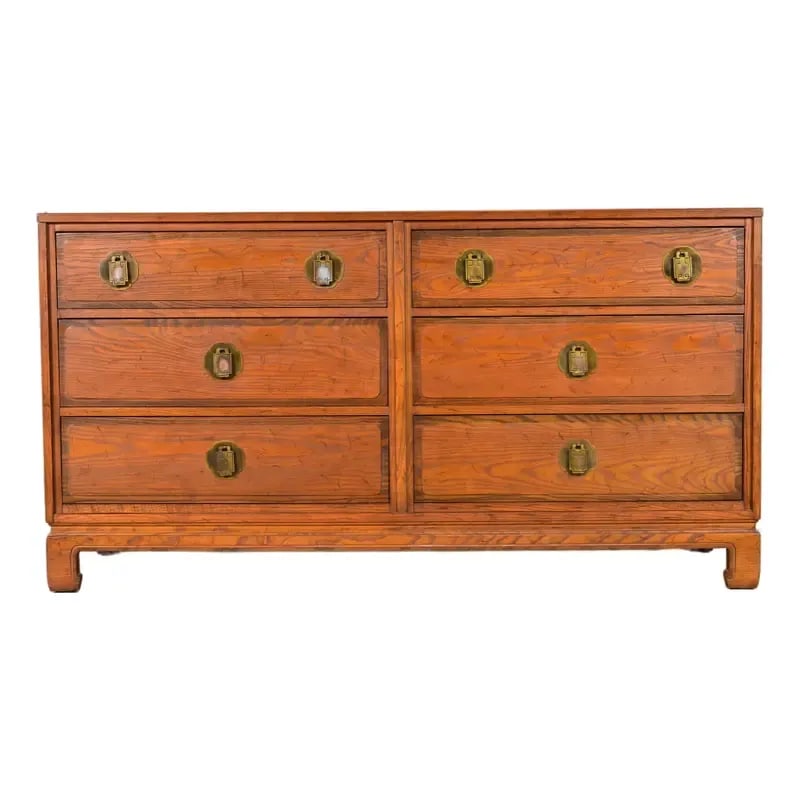 Davis Cabinet Company Mid-Century Modern Hollywood Regency Chinoiserie Teak Six Drawer Dresser (1 of 11)