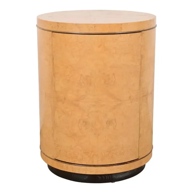 Milo Baughman Style Burl Wood Drum Side Table by Henredon (1 of 12)