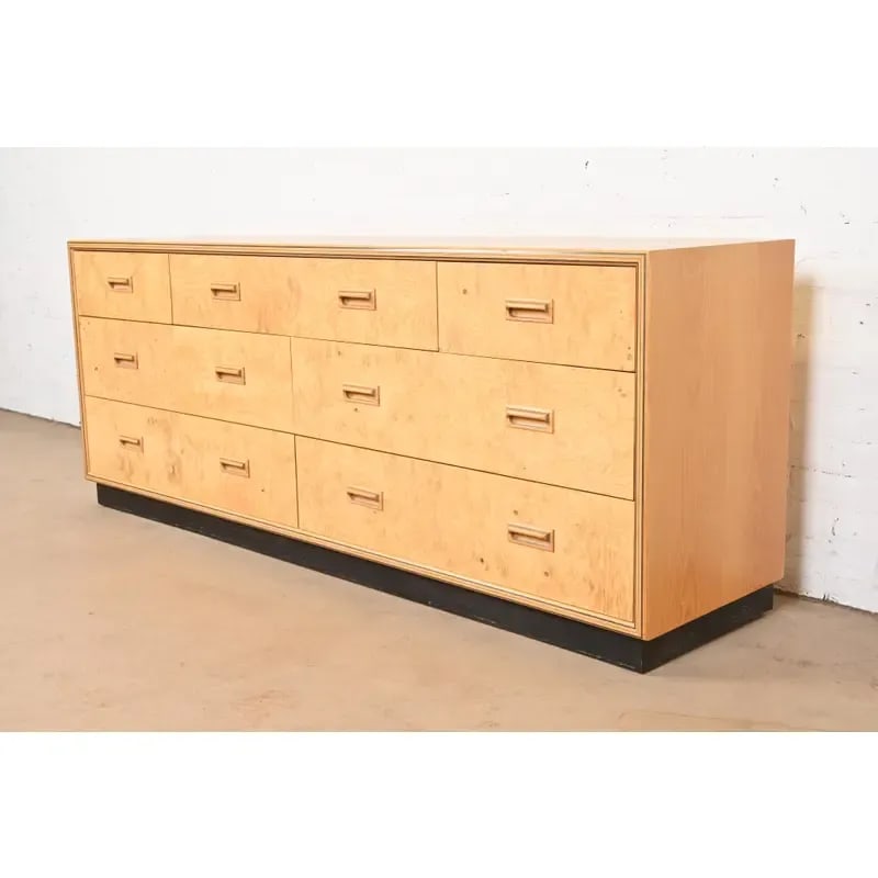 Milo Baughman Style Burl Wood Dresser or Credenza by Henredon - 12