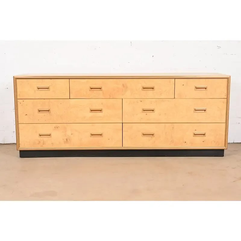 Milo Baughman Style Burl Wood Dresser or Credenza by Henredon - 2
