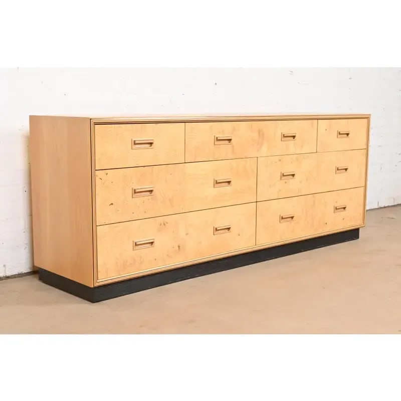 Milo Baughman Style Burl Wood Dresser or Credenza by Henredon - 3