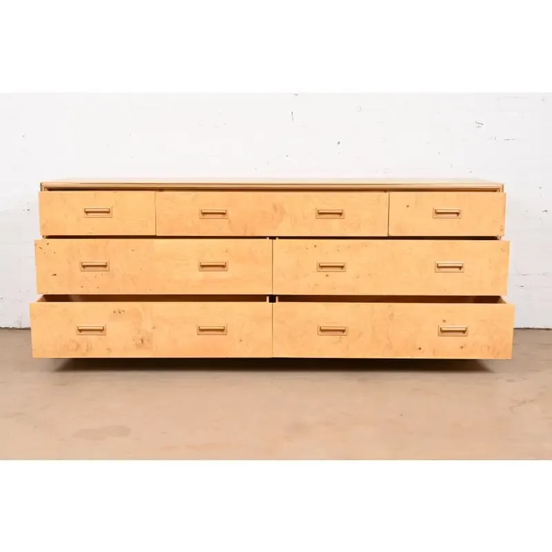 Milo Baughman Style Burl Wood Dresser or Credenza by Henredon - 4