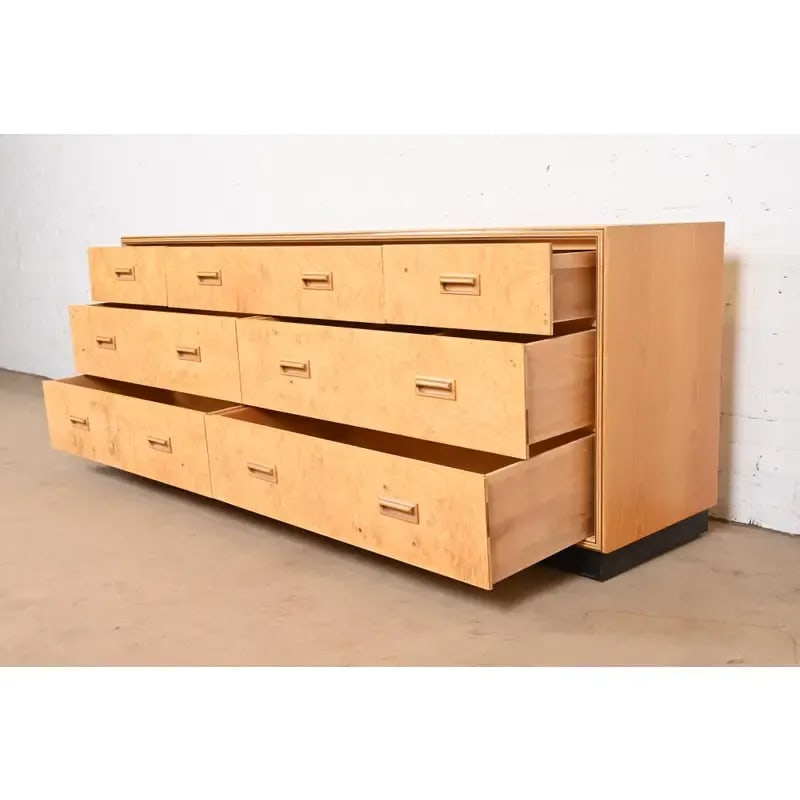 Milo Baughman Style Burl Wood Dresser or Credenza by Henredon - 5