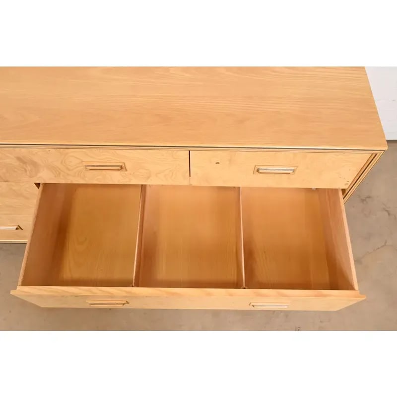 Milo Baughman Style Burl Wood Dresser or Credenza by Henredon - 6