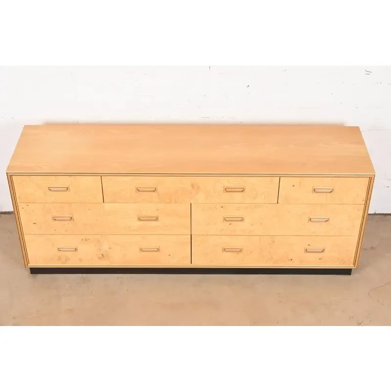 Milo Baughman Style Burl Wood Dresser or Credenza by Henredon - 8