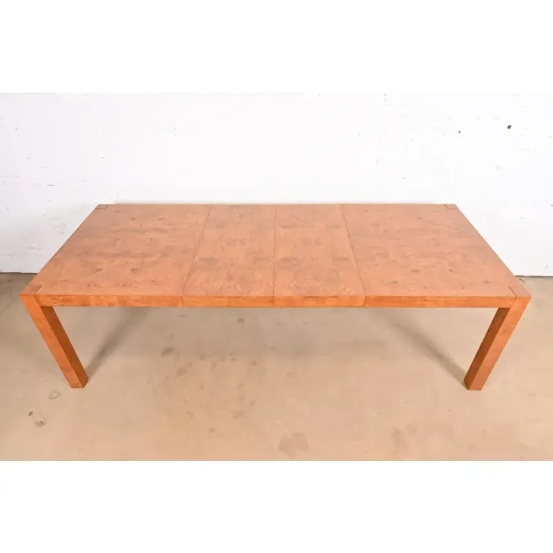 Milo Baughman Style Burl Wood Parsons Extension Dining Table by Lane, Newly Refinished - 5