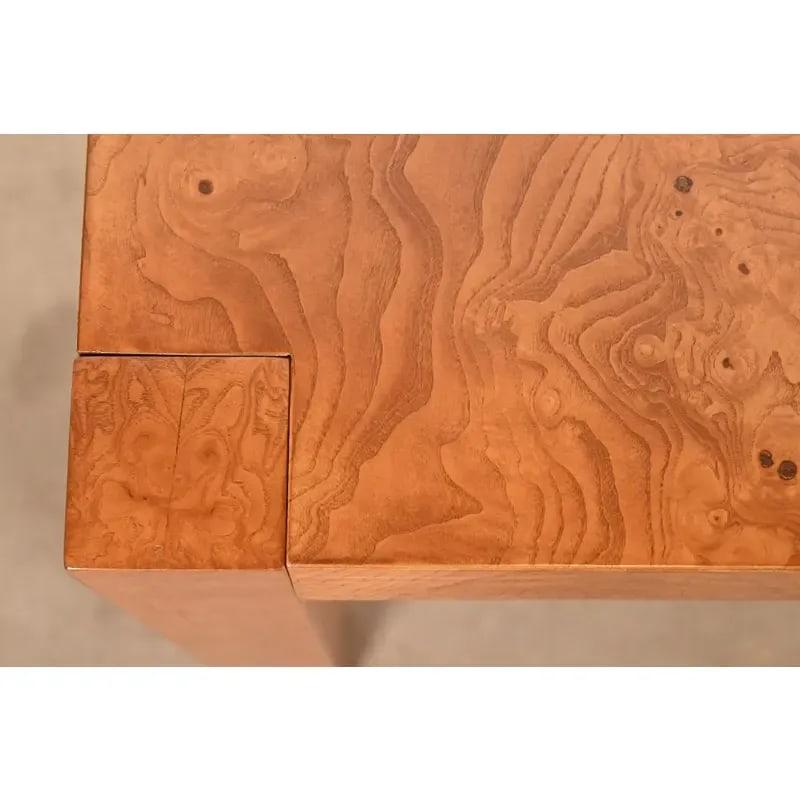 Milo Baughman Style Burl Wood Parsons Extension Dining Table by Lane, Newly Refinished - 10