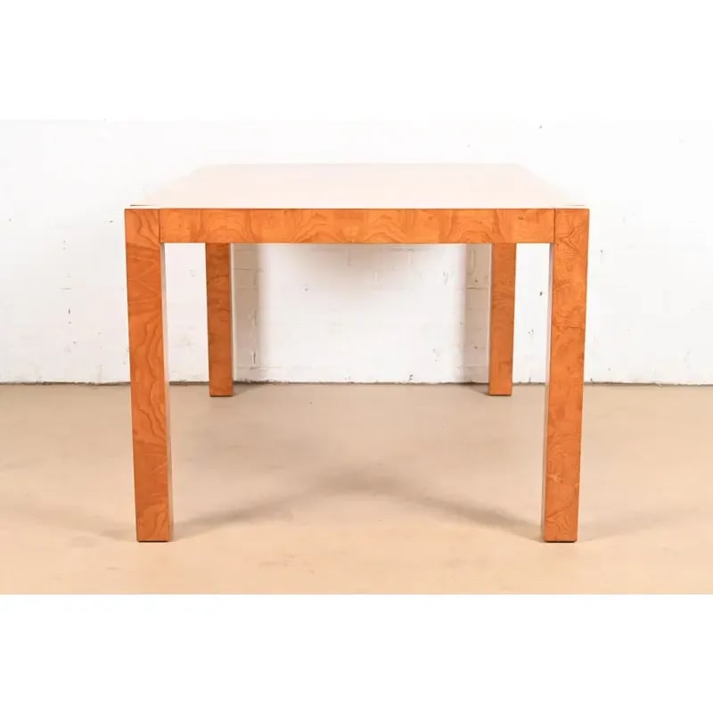 Milo Baughman Style Burl Wood Parsons Extension Dining Table by Lane, Newly Refinished - 11