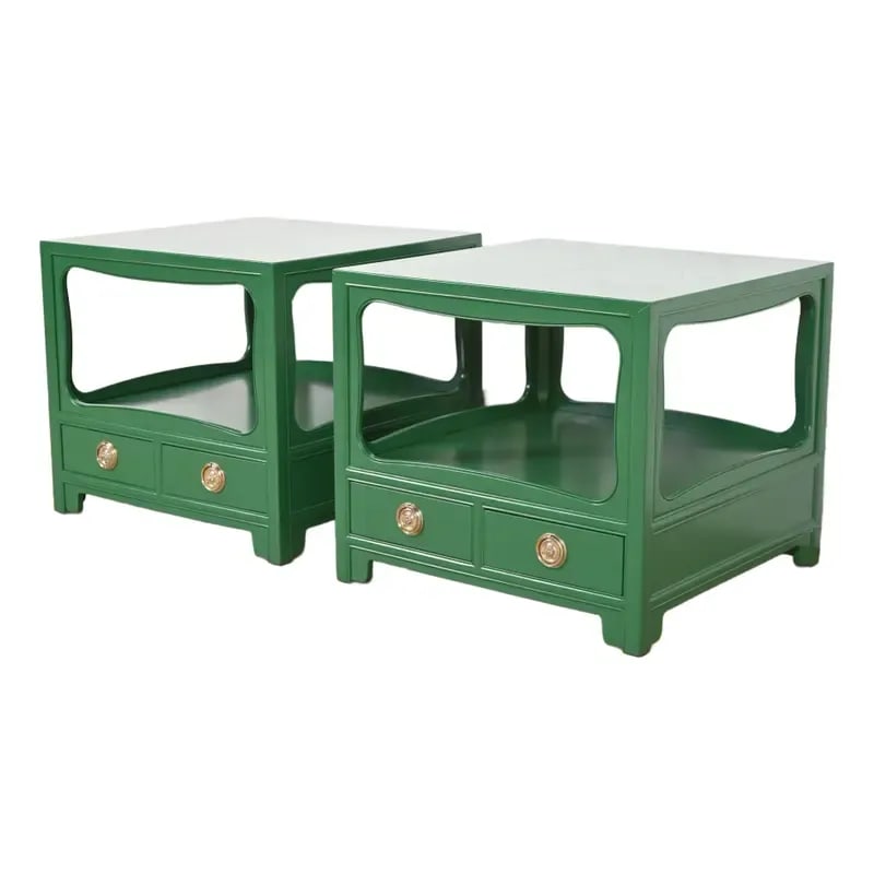 Michael Taylor for Baker Far East Collection Green Lacquered Nightstands or End Tables (1 of 12)