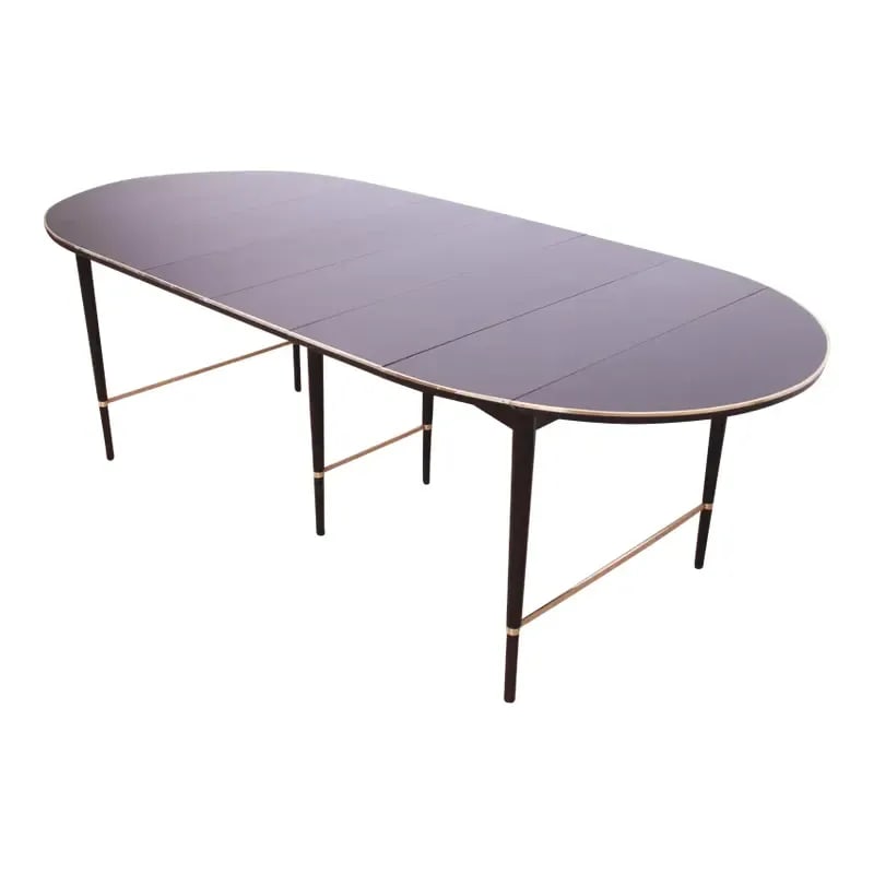 Paul McCobb Connoisseur Collection Black Lacquered Mahogany and Brass Extension Dining Table (1 of 13)