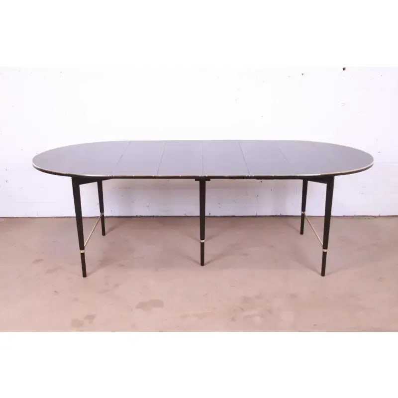 Paul McCobb Connoisseur Collection Black Lacquered Mahogany and Brass Extension Dining Table - 2