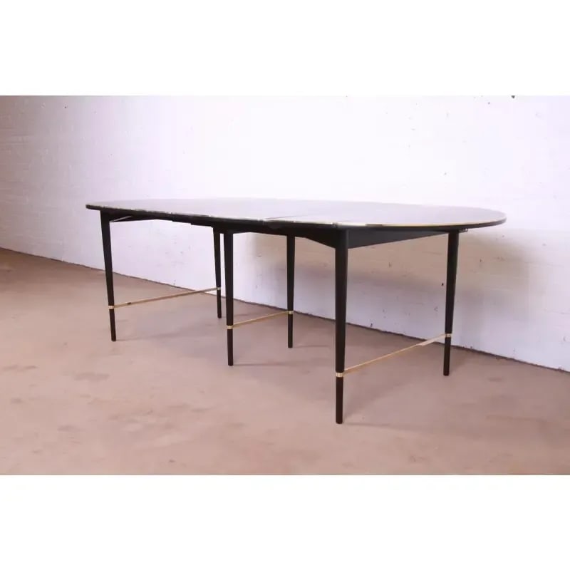 Paul McCobb Connoisseur Collection Black Lacquered Mahogany and Brass Extension Dining Table - 4