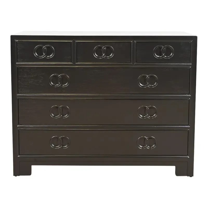 Michael Taylor for Baker Far East Collection Black Lacquered Dresser Chest, Newly Refinished (1 of 13)