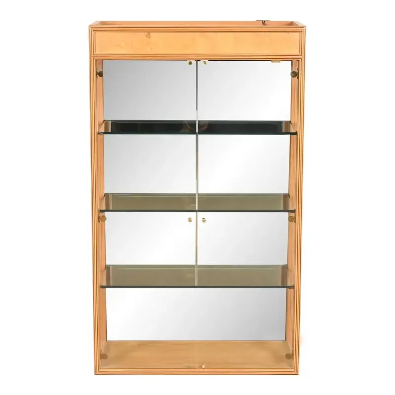 Milo Baughman Style Burl Wood Lighted Bookcase or Display Cabinet by Henredon (1 of 11)