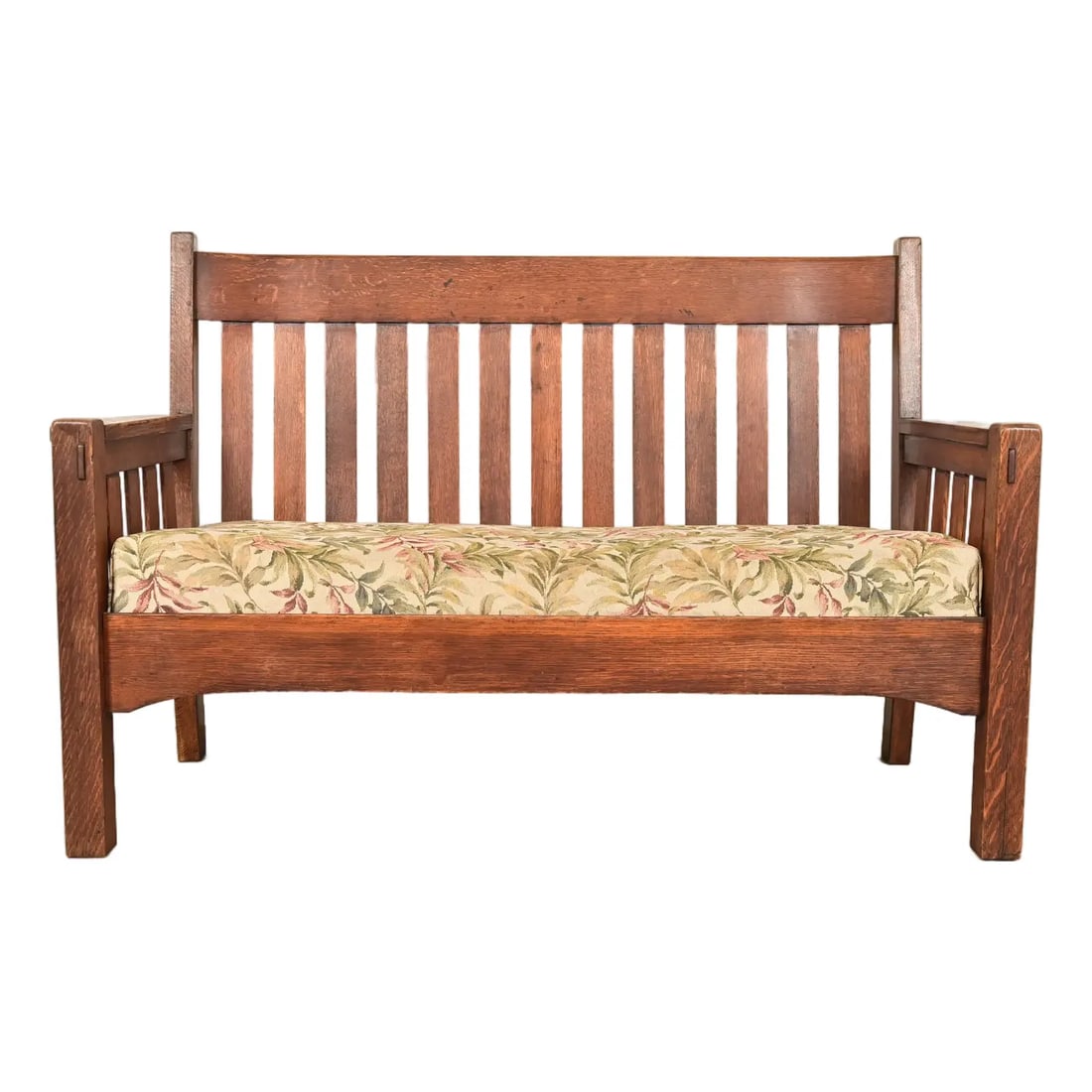 Gustav Stickley Style Antique Mission Oak Arts & Crafts Bench or Settle Sofa, Circa 1900 (1 of 11)