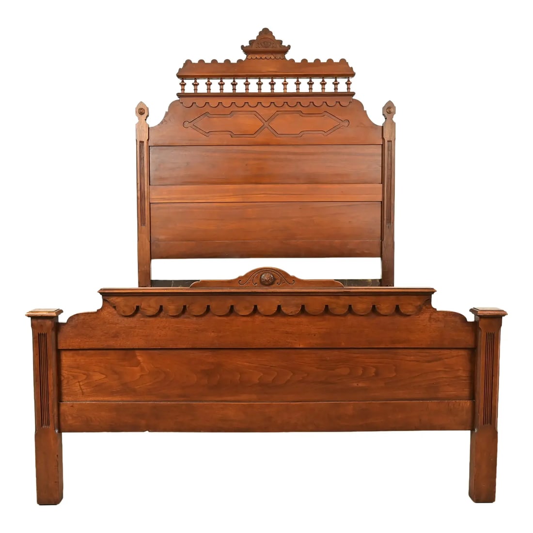 Herter Brothers Style Antique Monumental Eastlake Victorian Carved Walnut Full Size Bed, Circa 1880s (1 of 11)