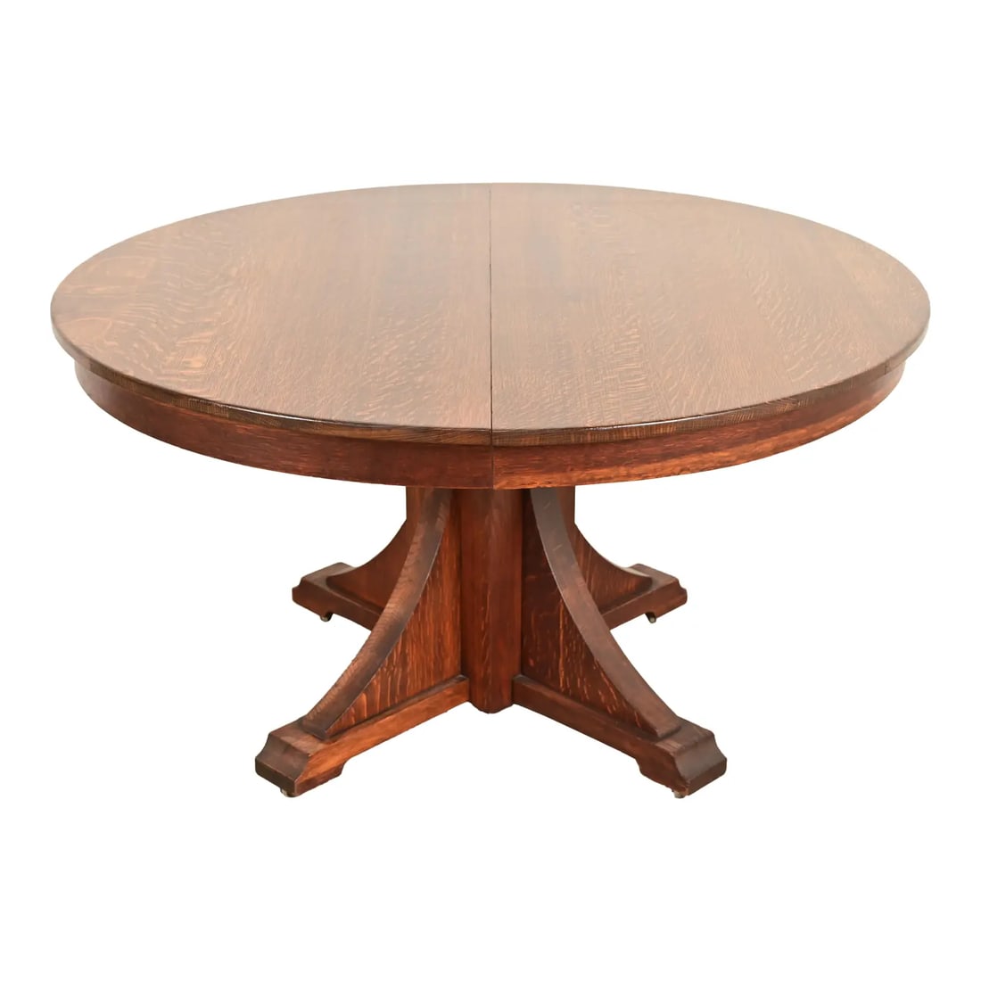 Stickley Brothers Antique Mission Oak Arts & Crafts Pedestal Extension Dining Table, Circa 1910 (1 of 13)