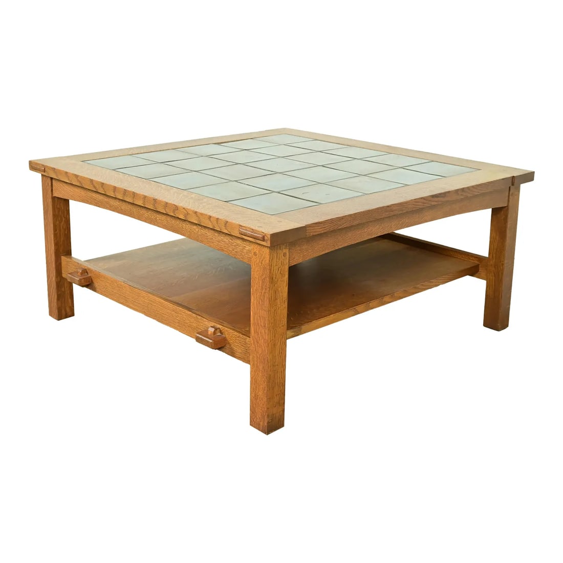 Stickley Mission Oak Arts & Crafts Two-Tier Tile Top Coffee Table or Cocktail Table (1 of 13)