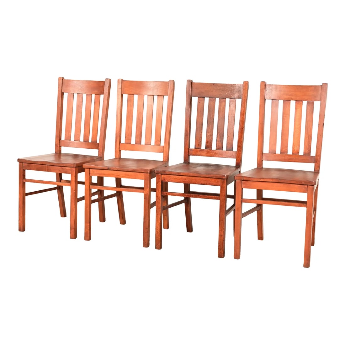 Limbert Style Antique Mission Oak Arts & Crafts Dining Chairs, Set of Four (1 of 8)