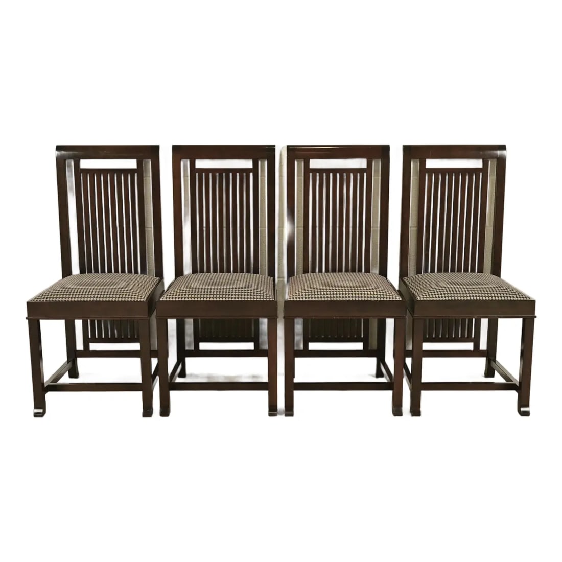 Frank Lloyd Wright for Cassina Arts & Crafts Dark Cherry Wood Dining Chairs, Set of Four (1 of 13)