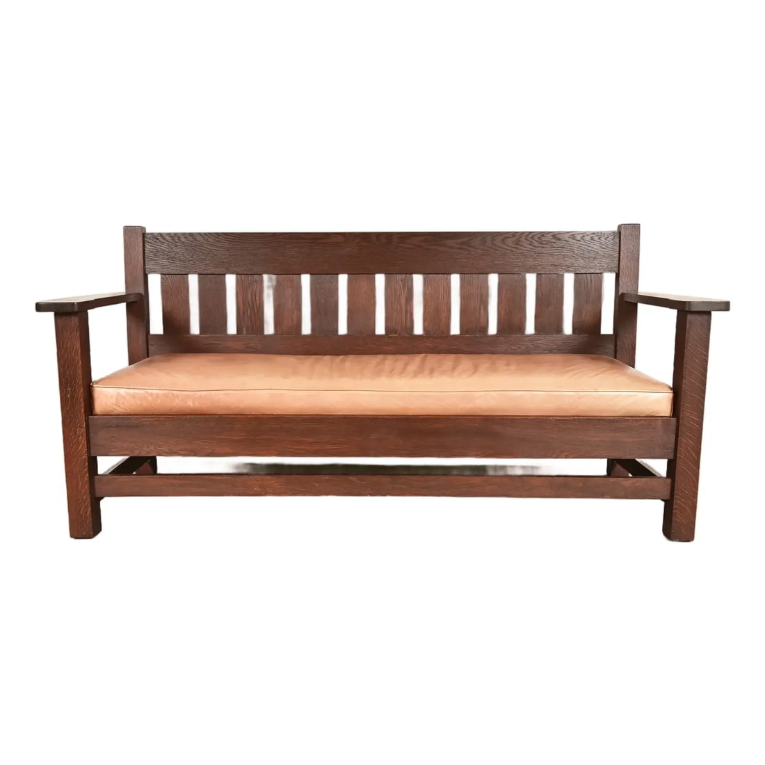 Stickley Brothers Style Antique Mission Oak Arts & Crafts Open Arm Settle Sofa, Circa 1910 (1 of 14)