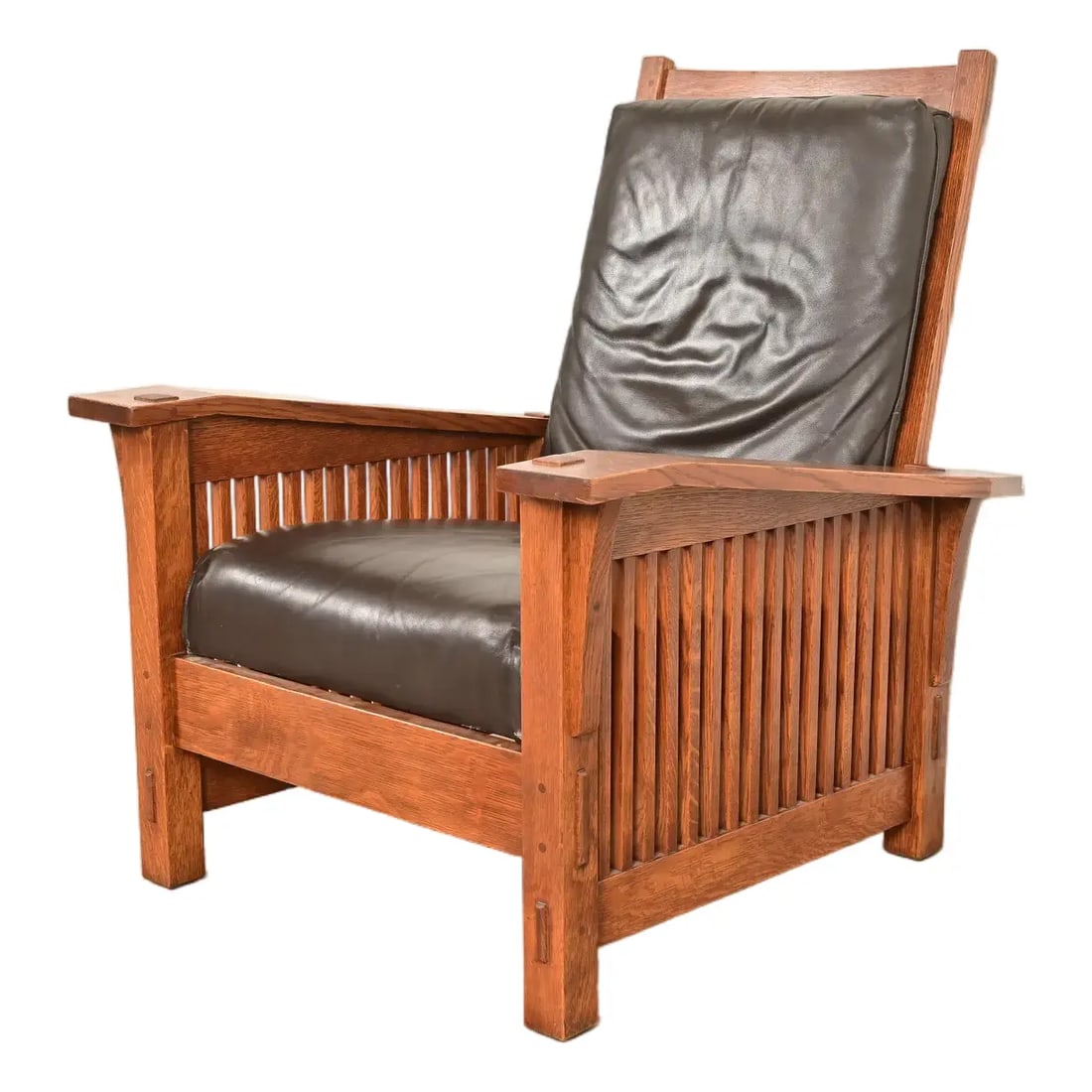 Stickley Mission Oak Arts & Crafts Spindle Reclining Morris Lounge Chair (1 of 12)