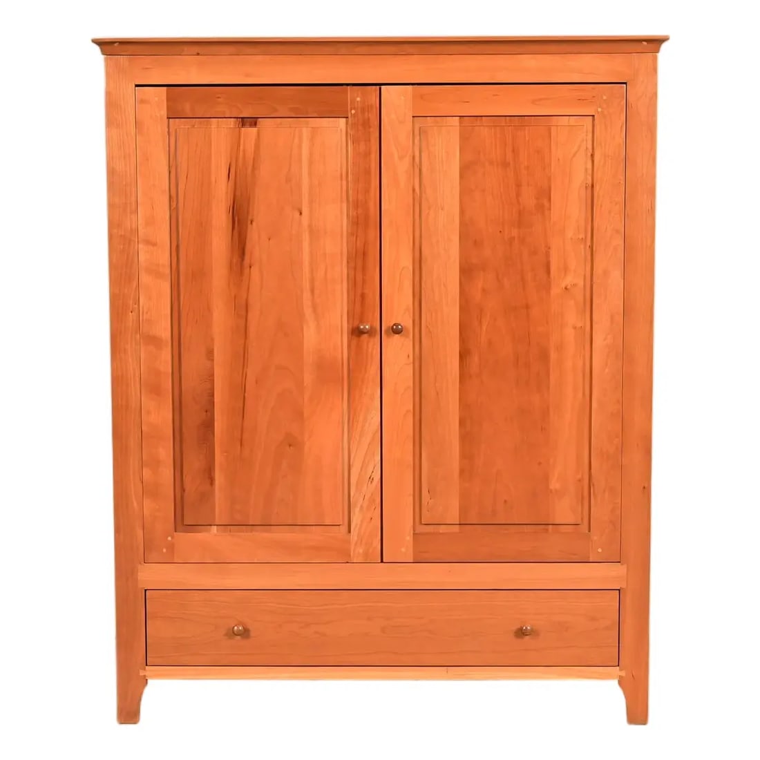 Harden Furniture Arts and Crafts Shaker Solid Cherry Wood Media Cabinet: A beautiful Arts and Crafts or Shaker style media cabinet or armoire By Harden Furniture USA, Circa Late 20th Century Measures: 42"W x 23"D x 51.5"H. Very good original vintage condition. See less